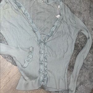 Anne Fontaine ruffle cotton top sz 40 made in France